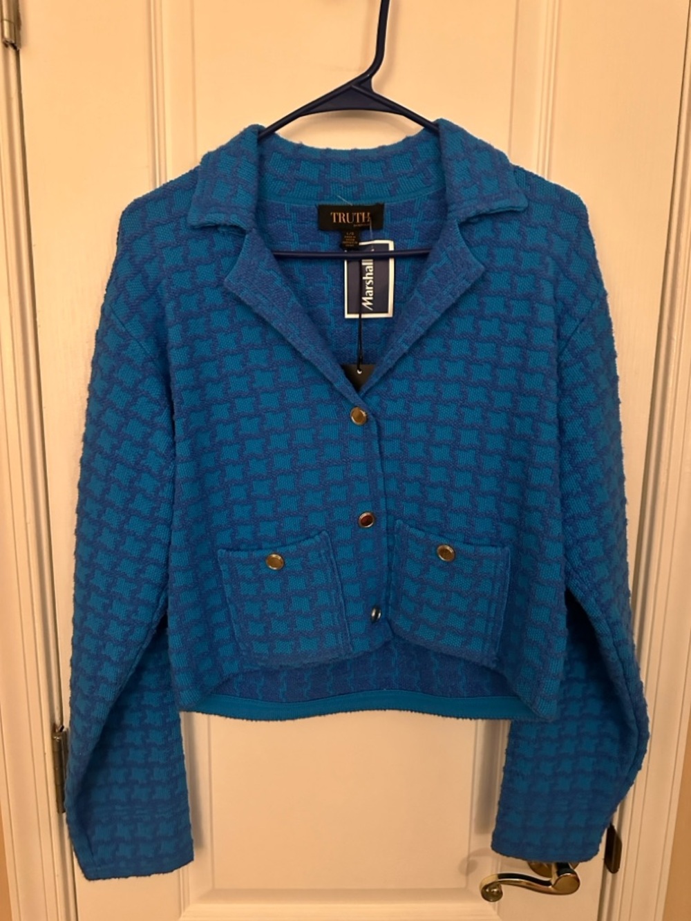 NWT| TRUTH Blue Textured Button-Front Jacket
